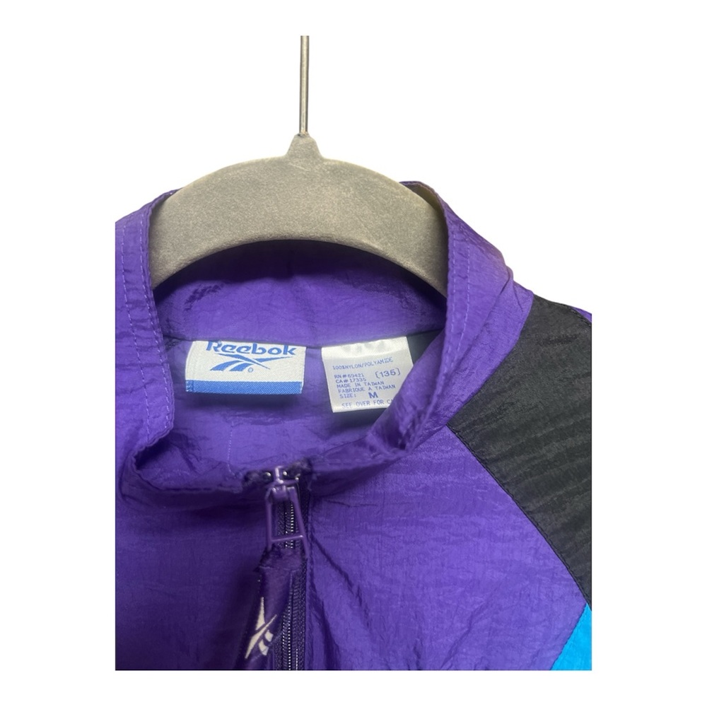 Vintage 90s Reebok Purple Teal Full Zip Windbreaker Women’s Jacket Size M - Picture 2 of 3